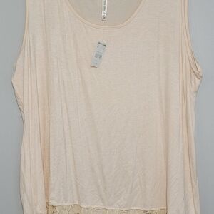 Forgotten Grace Lace Hem Tank Top - Soft Cream 2X